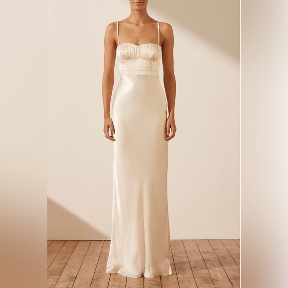 SHONA JOY LA LUNE CORDED RUCHED MAXI DRESS - CREAM, SIZE US 6

WORN ONCE - Picture 1 of 5